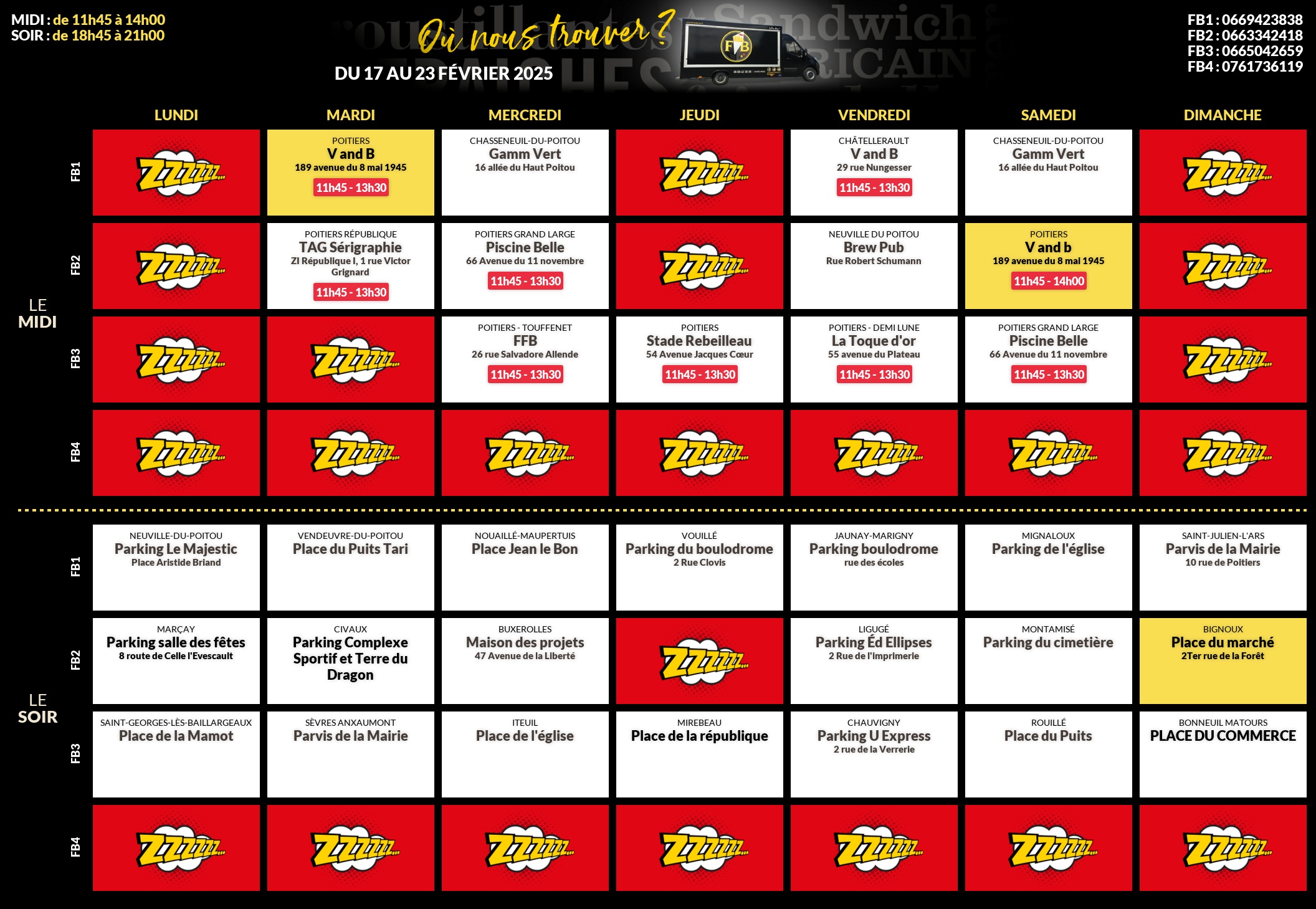 Emplacements pour la semaine 120