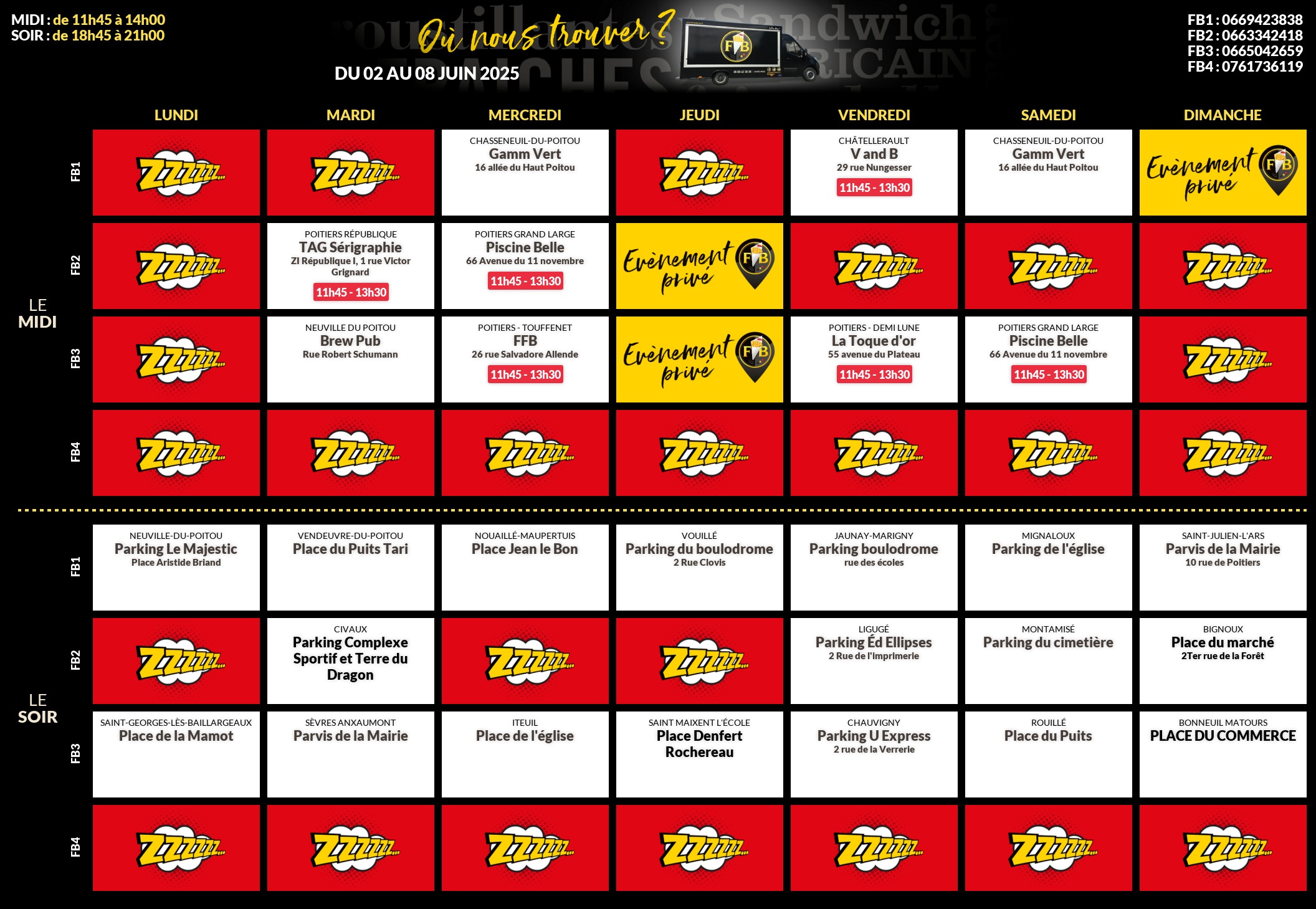 Emplacements pour la semaine 137