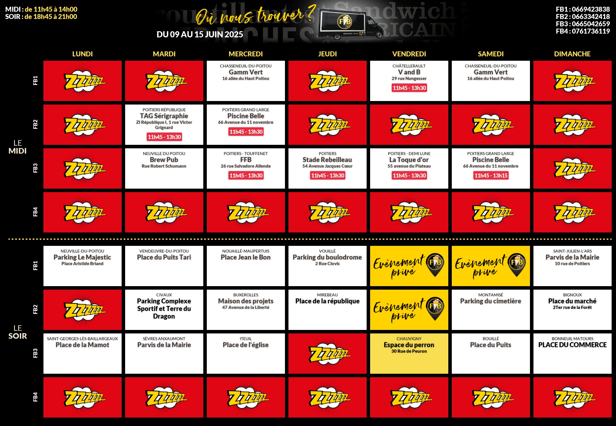 Emplacements pour la semaine 138