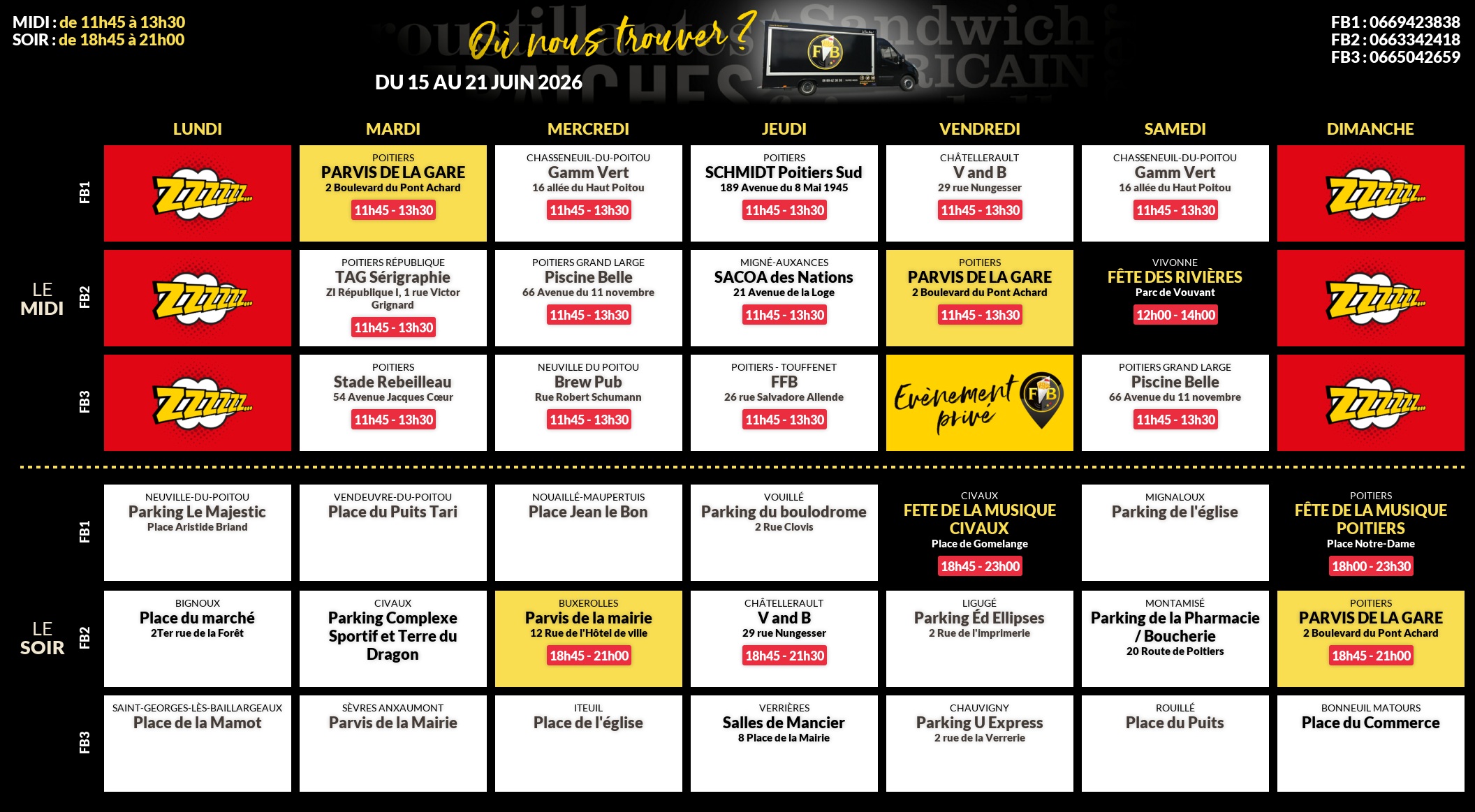 Emplacements pour la semaine 198