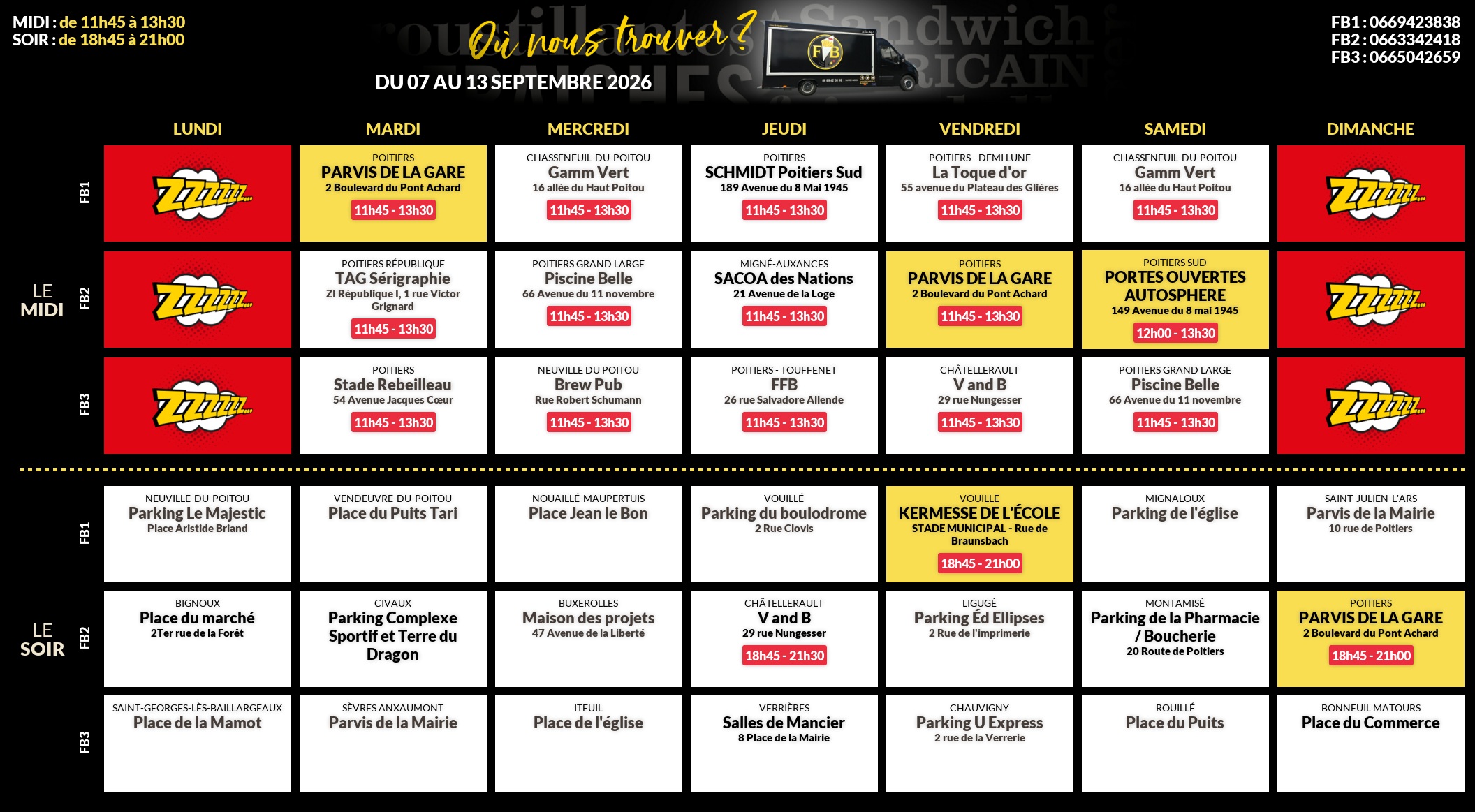 Emplacements pour la semaine 213