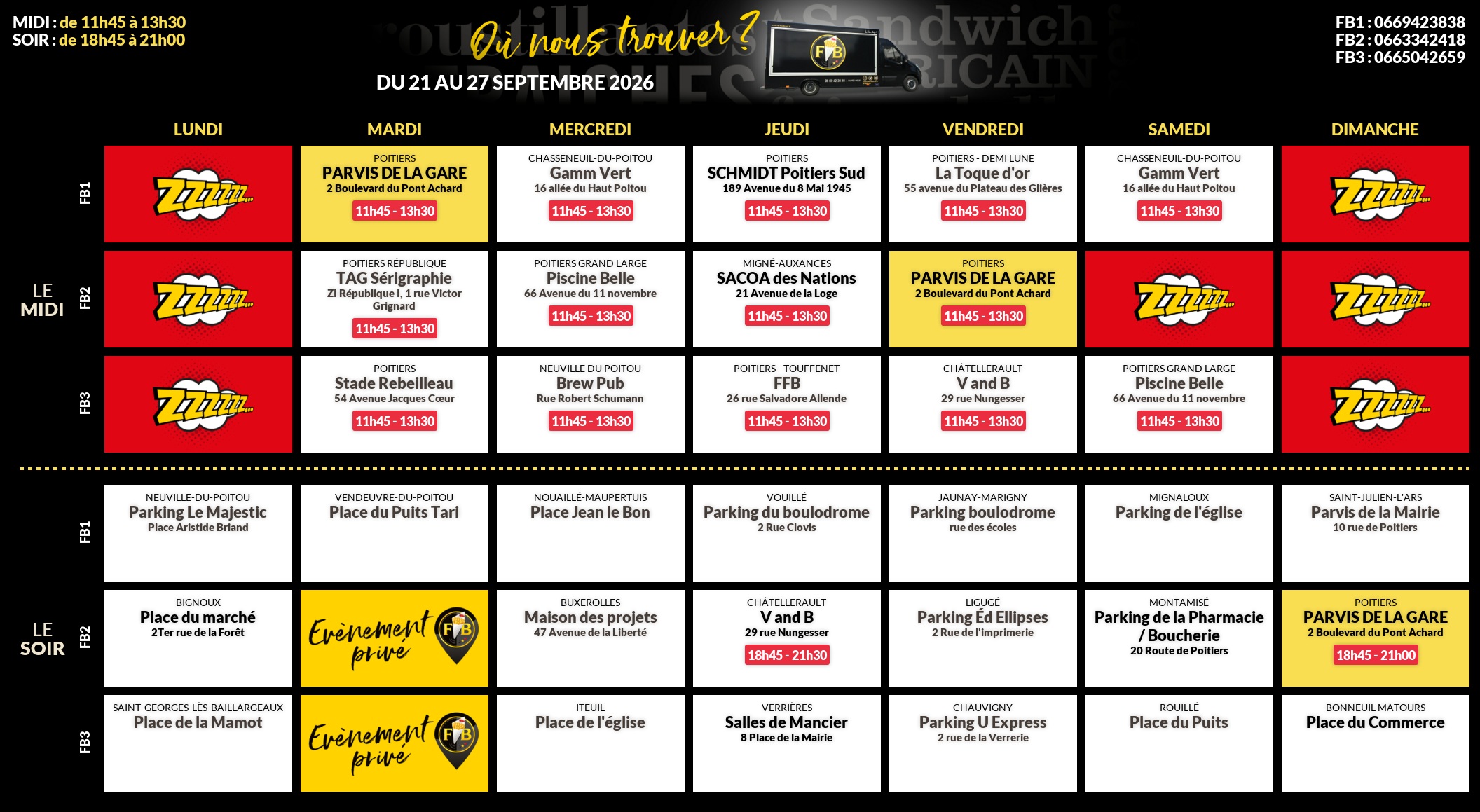 Emplacements pour la semaine 217