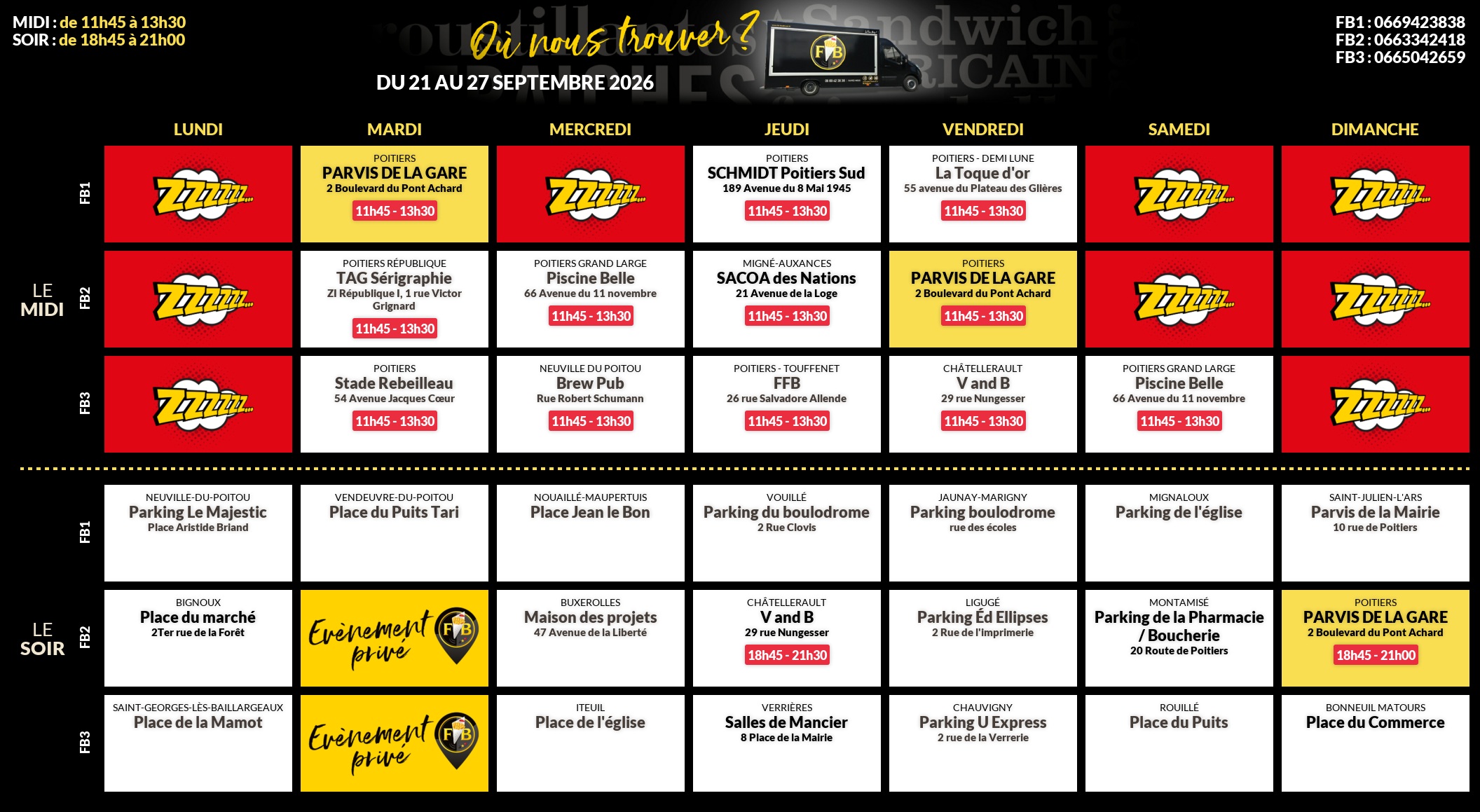 Emplacements pour la semaine 217
