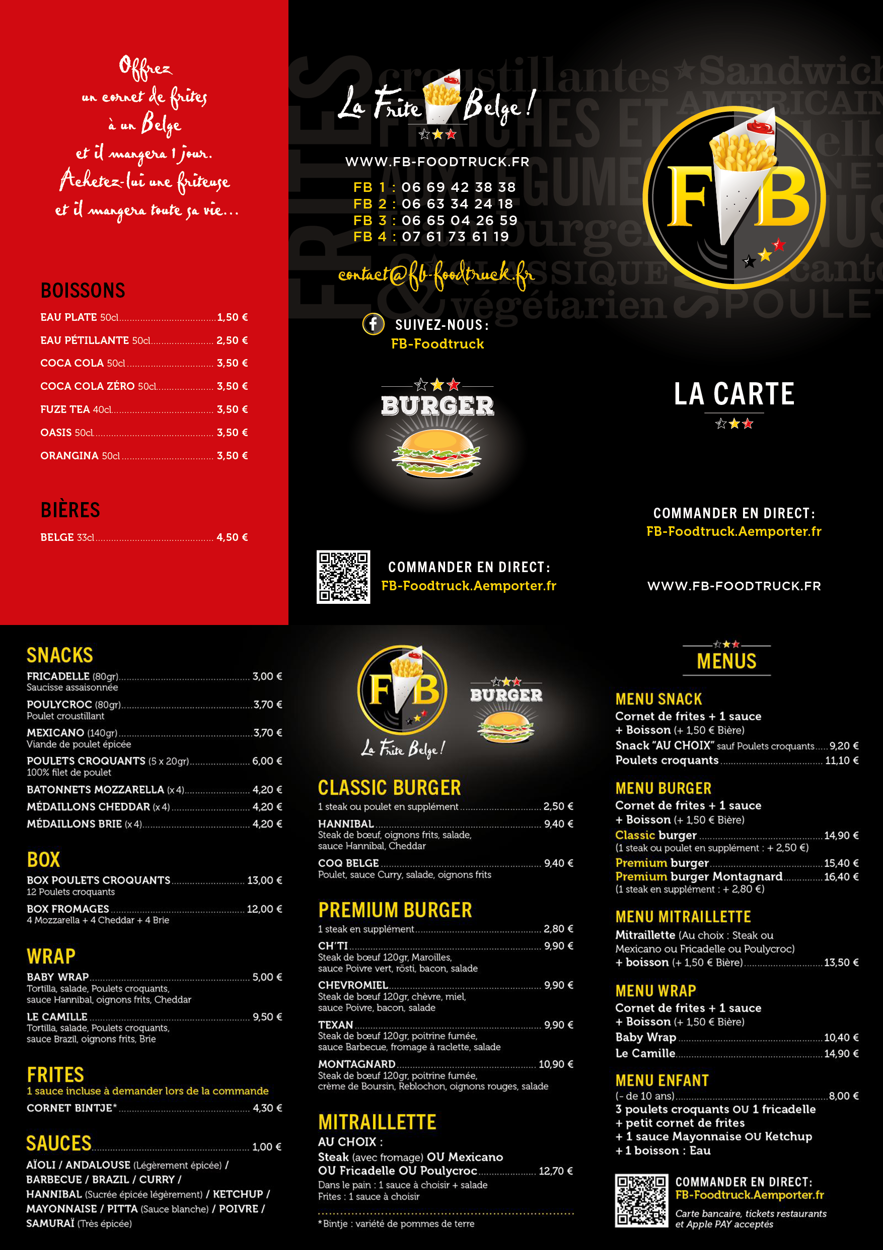 La carte de la Frite Belge